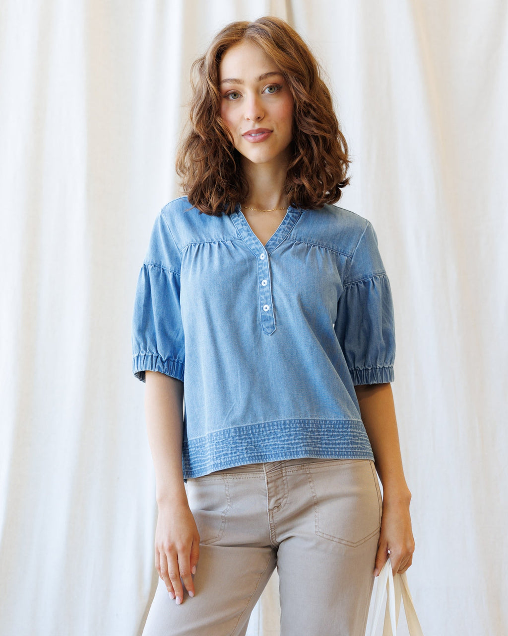 Portside Chambray Popover - Final Sale