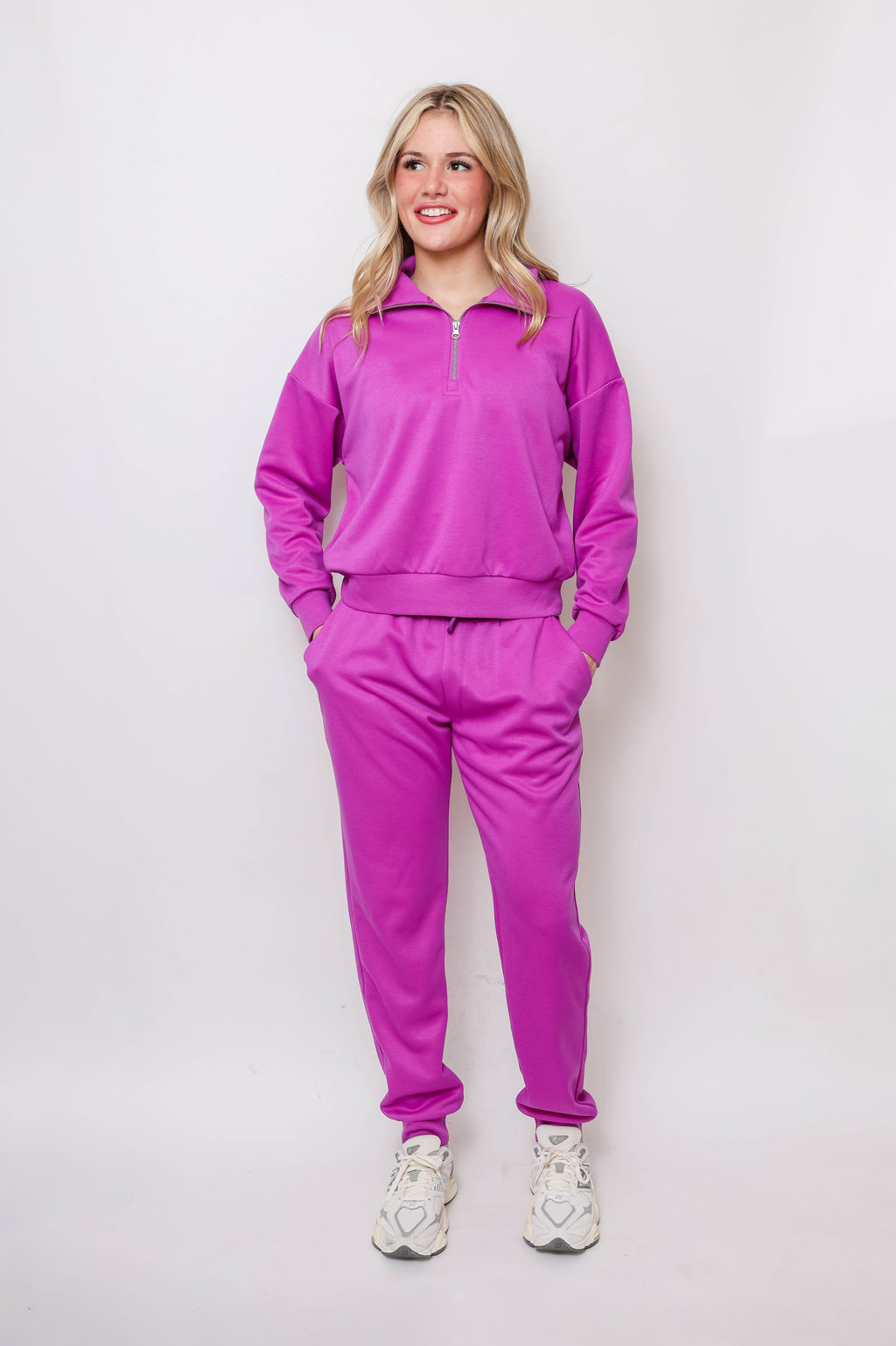 Women's Quarter-Zip Pullover & Jogger Set - Apparel 22