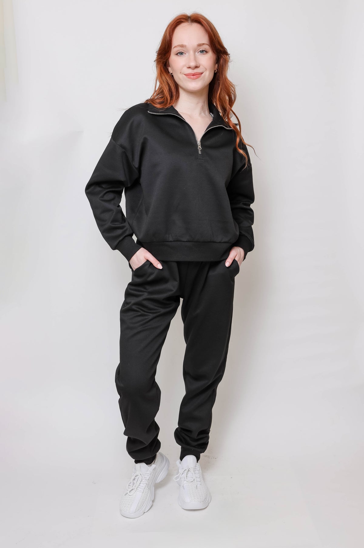 Women's Quarter-Zip Pullover & Jogger Set - Apparel 22