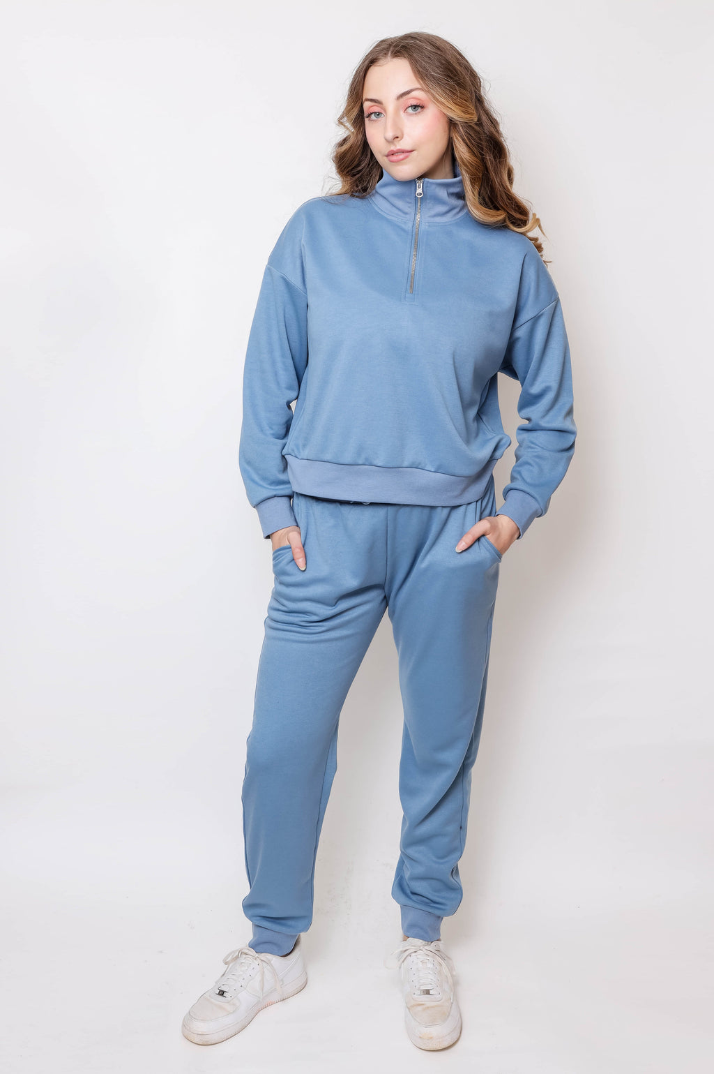 Women's Quarter-Zip Pullover & Jogger Set - Apparel 22