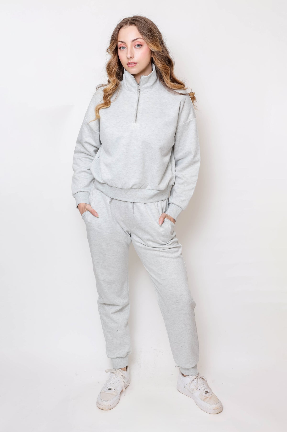 Women's Quarter-Zip Pullover & Jogger Set - Apparel 22