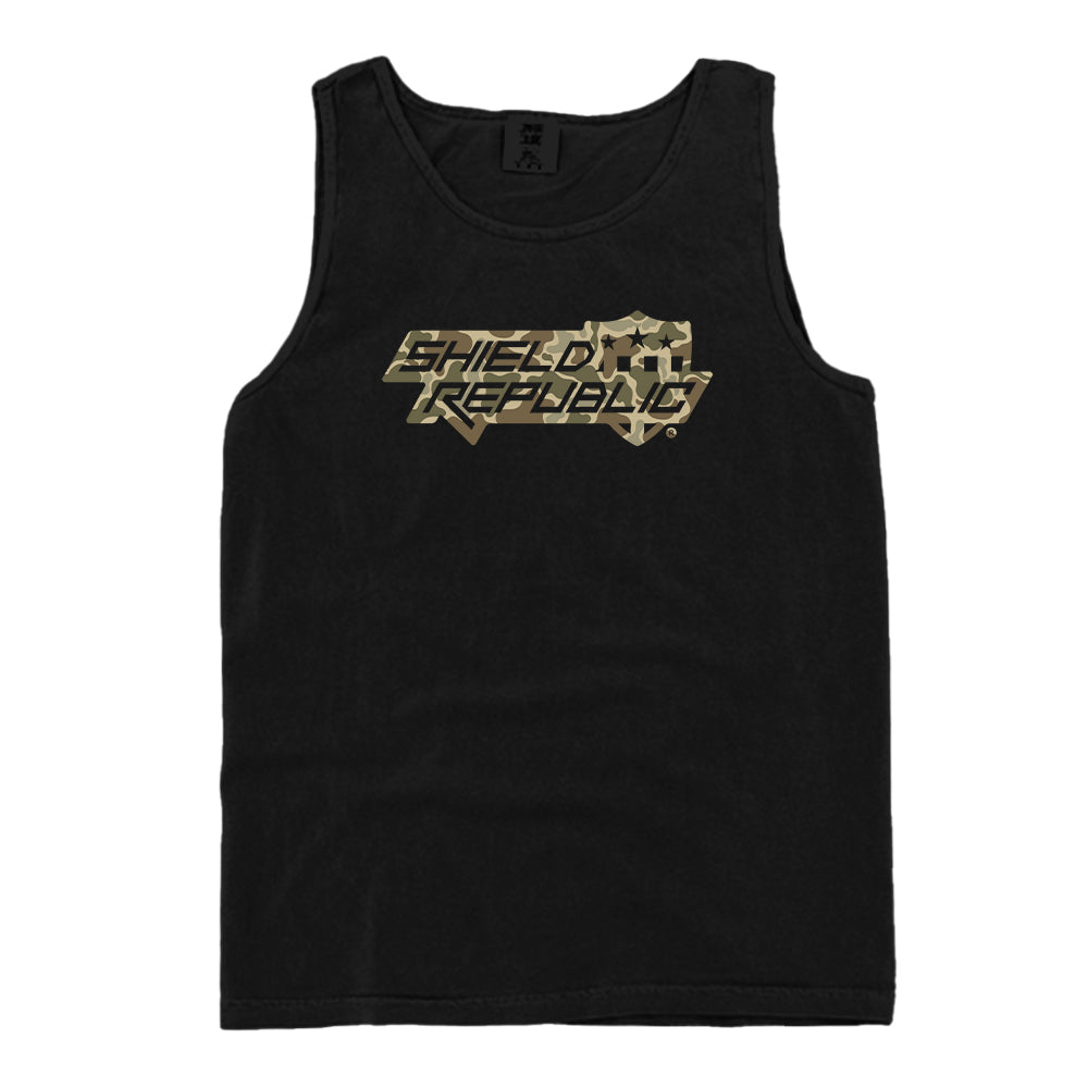 Shield Republic Duck Camo Stacked Logo (Front)