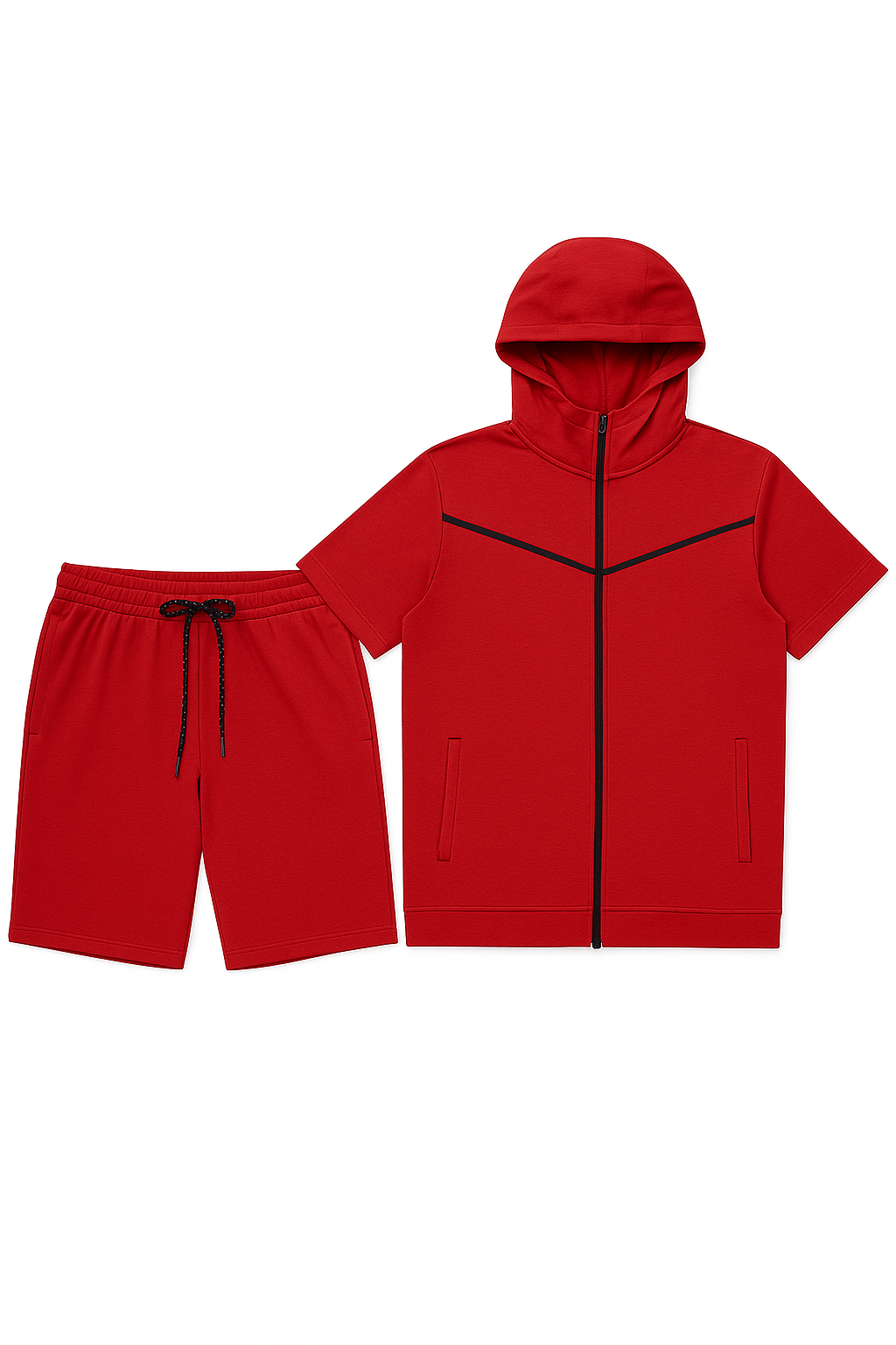 Men’s TechFlex Hooded Zip-Up Short Set - Apparel 22