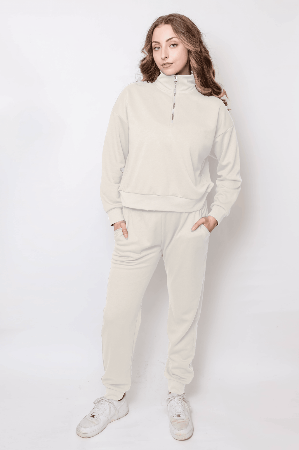 Women's Quarter-Zip Pullover & Jogger Set - Apparel 22