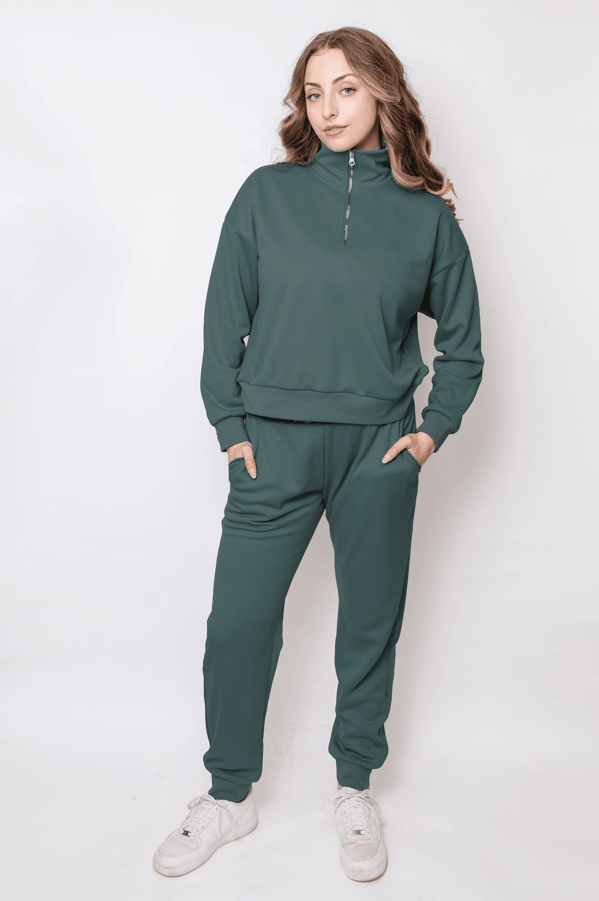 Women's Quarter-Zip Pullover & Jogger Set - Apparel 22