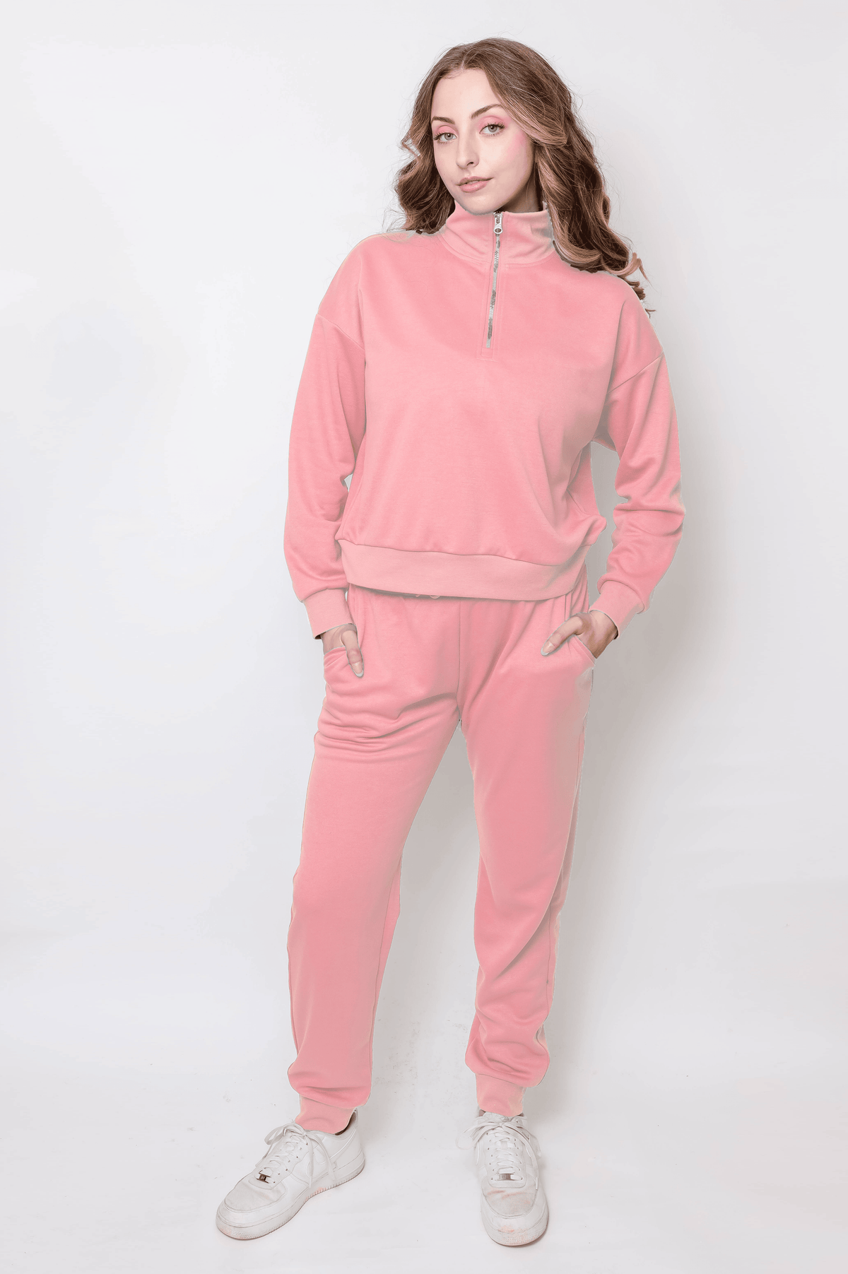 Women's Quarter-Zip Pullover & Jogger Set - Apparel 22