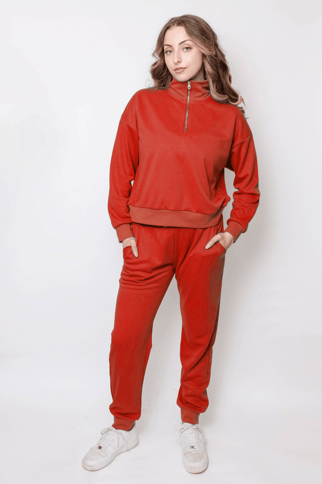Women's Quarter-Zip Pullover & Jogger Set - Apparel 22
